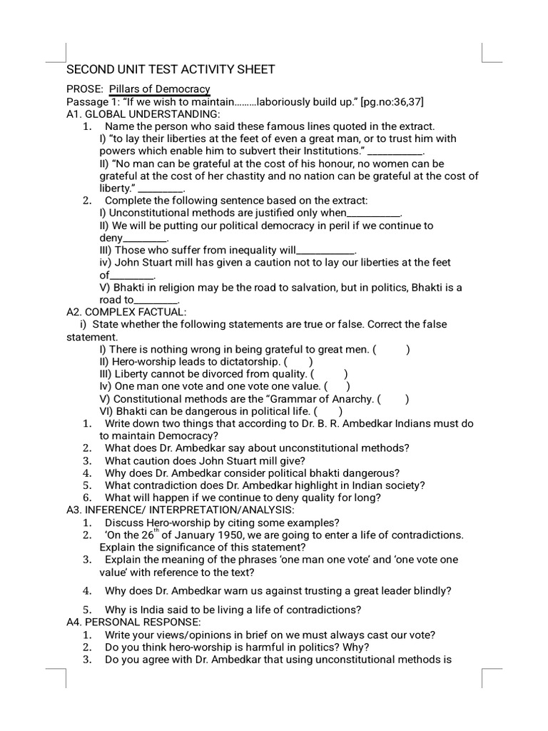 Converted_second Unit Test Activity Sheet | PDF | Reason | Argument
