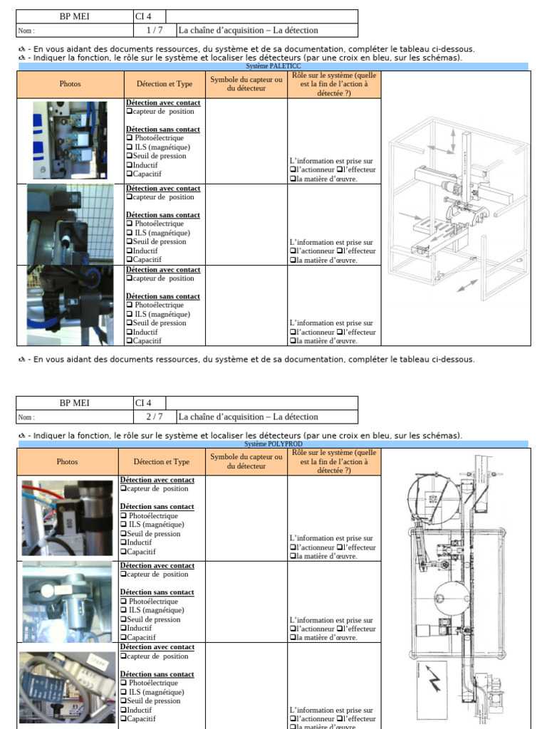 Td1 Identifier Detecteur Sur Systeme Eleve | PDF | Interrupteur | Capteur