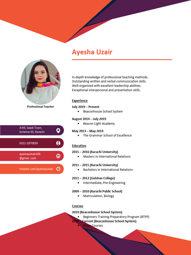 Resume Ayesha Uzair | PDF