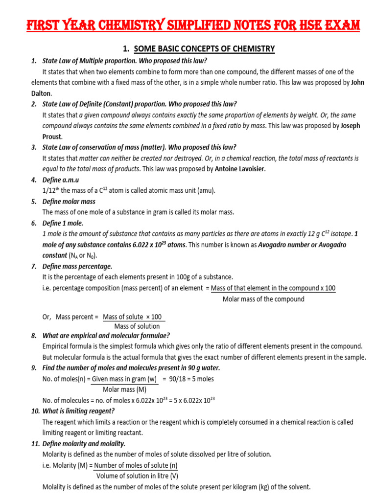 11th Short Notes 1,2,3,4 Chapters | PDF | Chemical Polarity | Molecular ...
