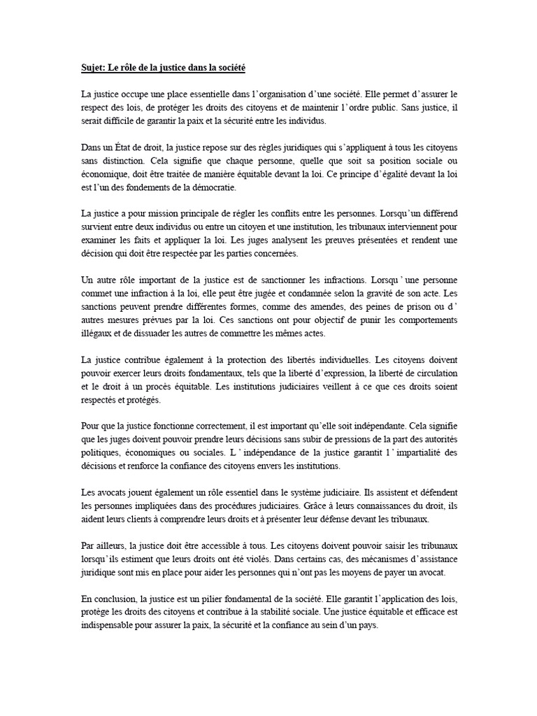 Le Rôle de La Justice | PDF | Justice | Crime et violence