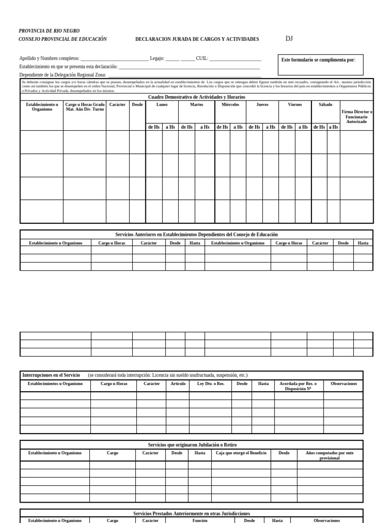 Form Ddjj Cargos y Actividades (1) | PDF | Gobierno