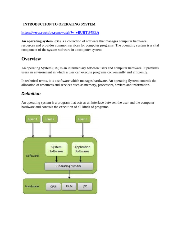 Topic 1 Introduction To Operating System | PDF | Operating System ...