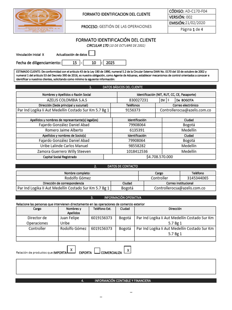 Formato Circular 170 - 1 (Falta) | PDF | Documento de identidad | Bancos