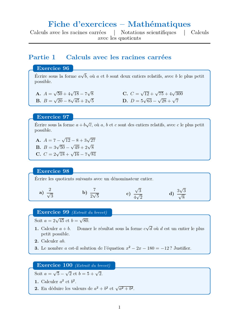 Exercices Maths | PDF | Concepts mathématiques | Objets mathématiques