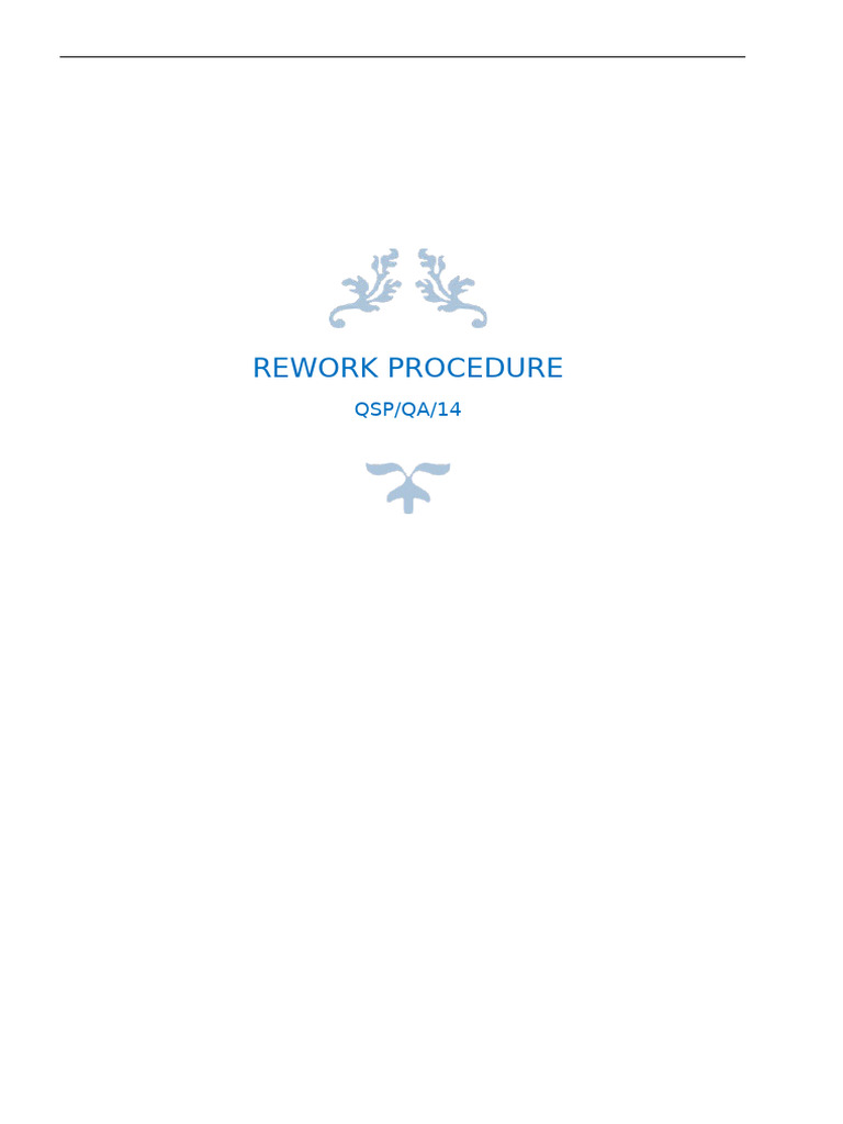 QSP QA 14 Rework Procedure | PDF
