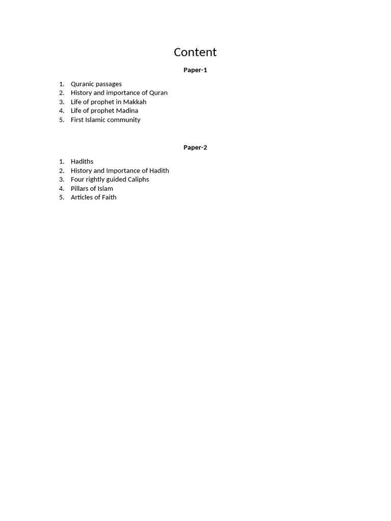 ISLAMIYAToutlines 1 | PDF | Umar | Muhammad