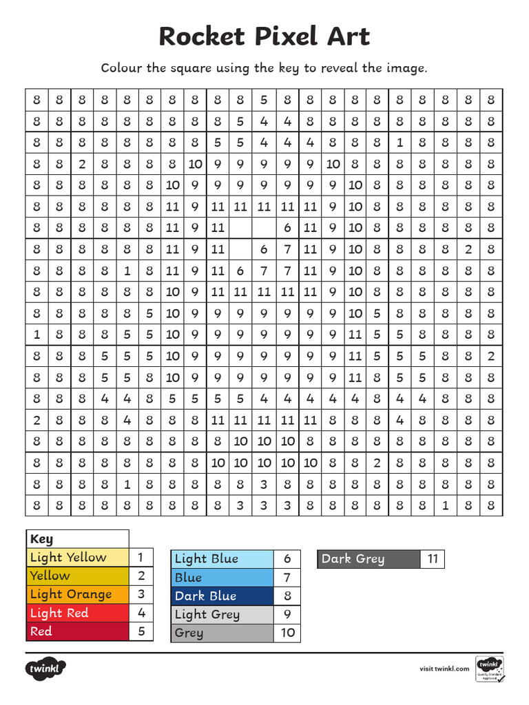 t Tp 1676564942 Rocket Pixel Art Template Ver 1 | PDF | Color | Vision