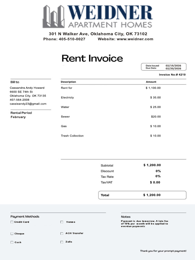 Rent Invoice | PDF