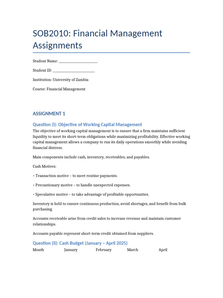 SOB2010 Financial Management Assignments 1 and 2-1 | PDF | Net Present ...