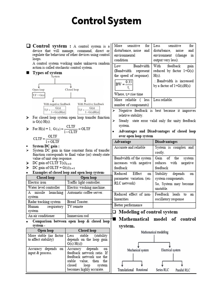 Control, s&s and Math | PDF | Feedback | Electric Motor