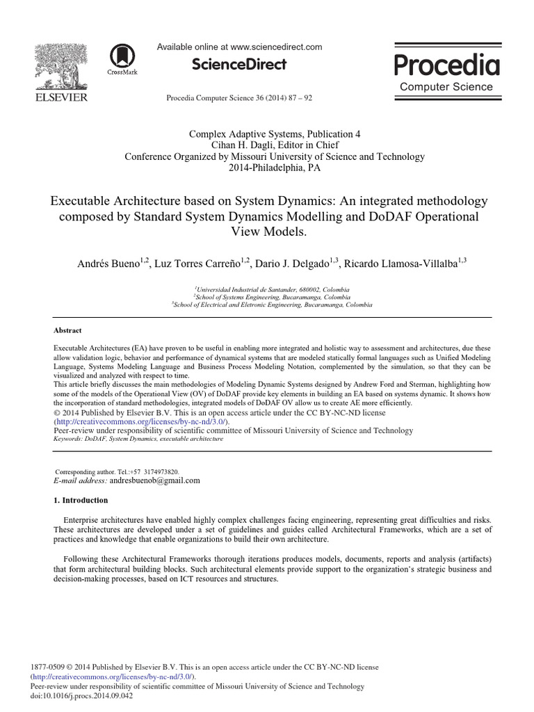 Executable Architecture Based on System Dynamics an Integrat 2014 ...