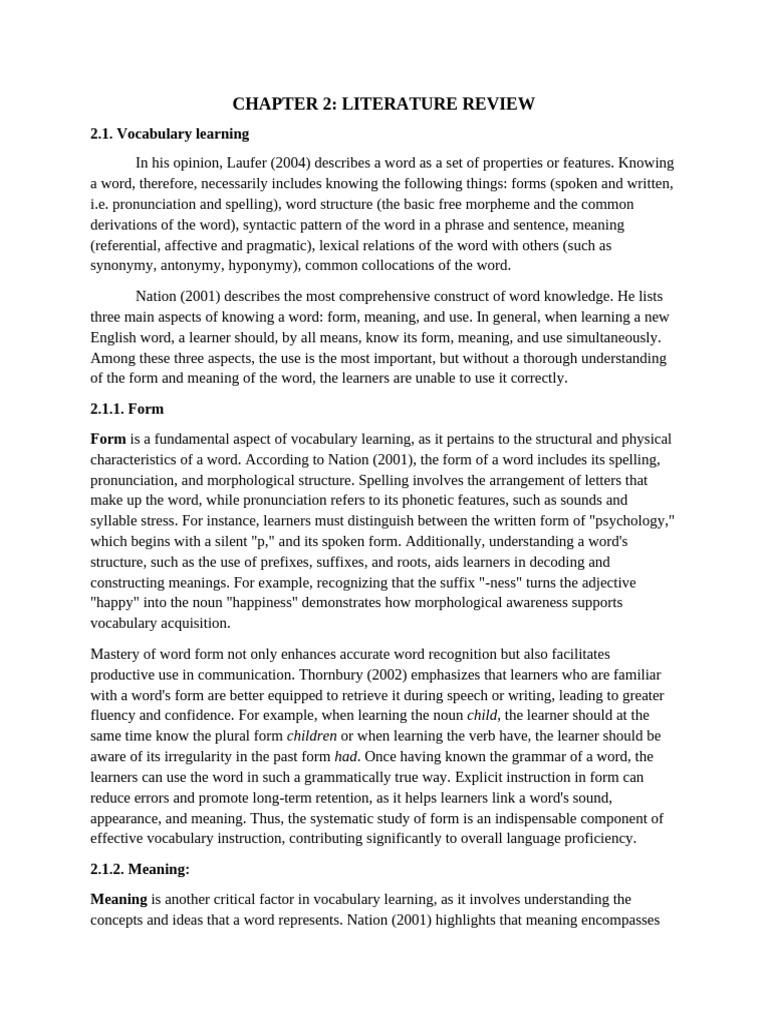 Chapter 2 Literature Review | PDF | Semantics | Vocabulary