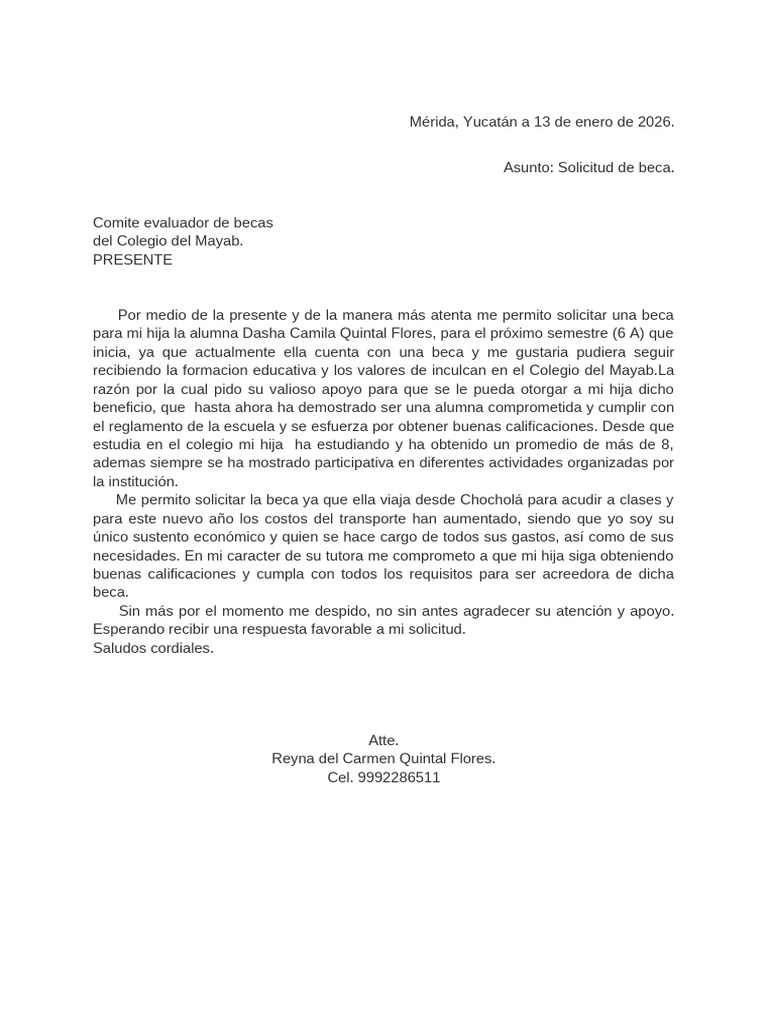 Modelo de Solicitud de Beca | PDF