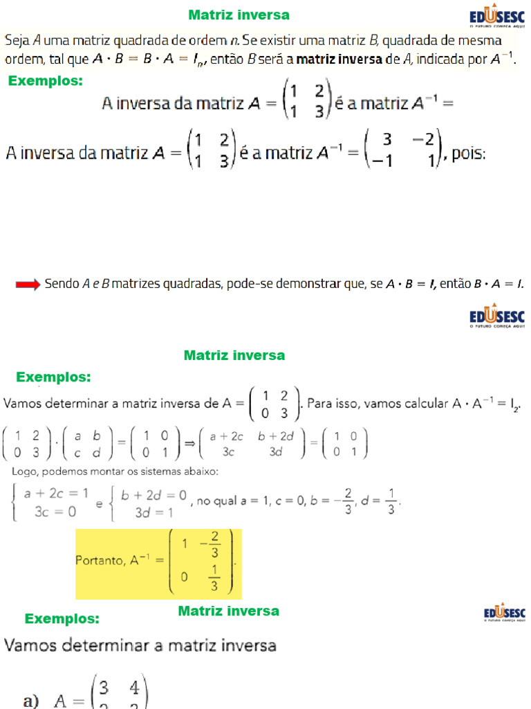Matrizes Inversa | PDF