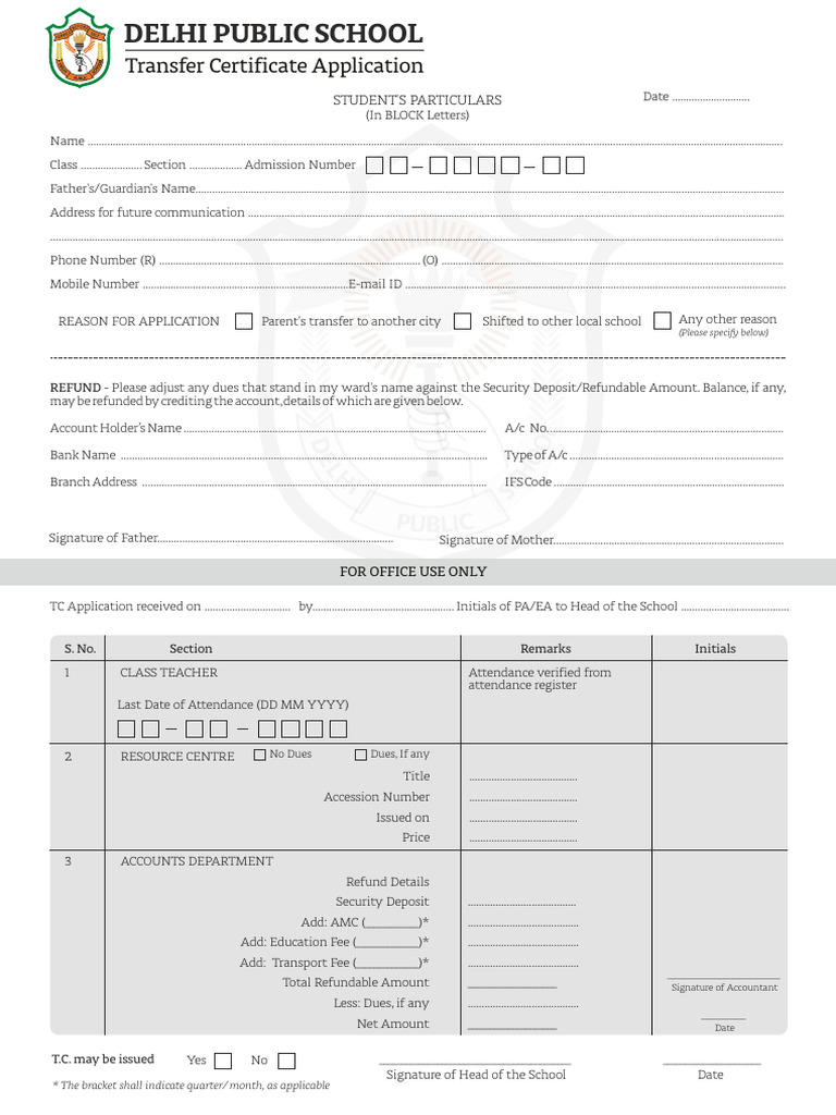 TC Application Form Patna | PDF