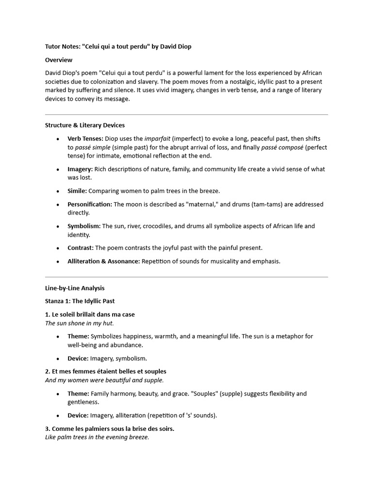 Tutor Notes | PDF | Poetry