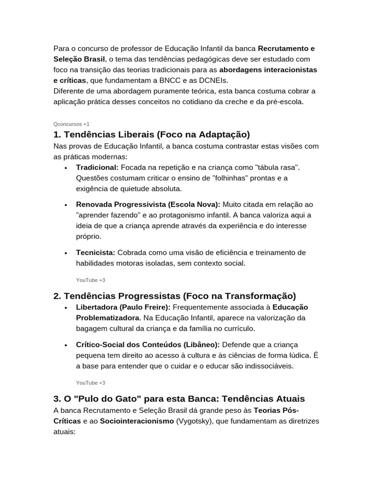 Para o Concurso de Professor de Educação Infantil | PDF | Pedagogia ...