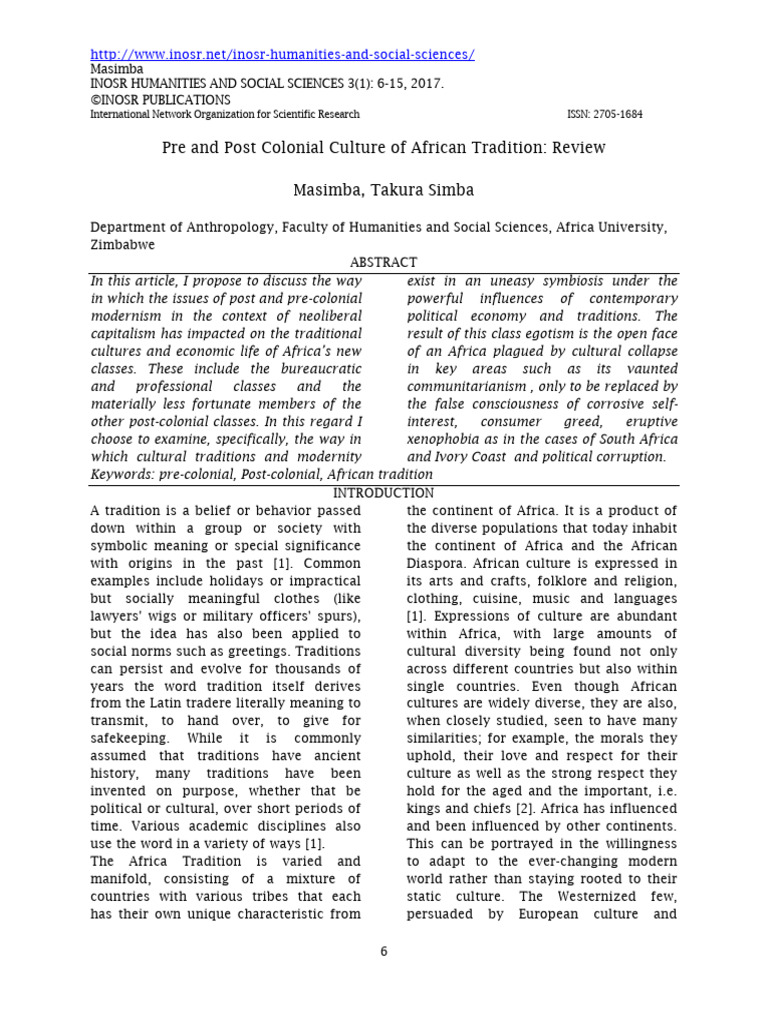 The Structure of The Post Colonial African Societies | PDF | Traditions ...