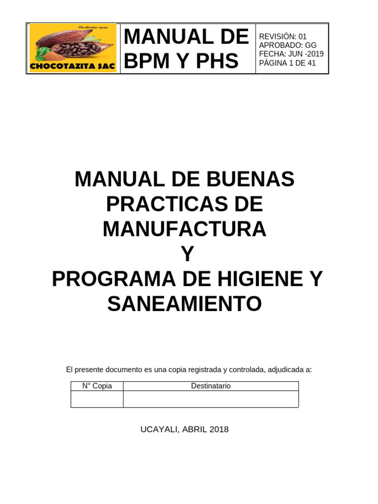 Manual de Buenas Practicas de Manufactura | PDF | Alimentos | Agua