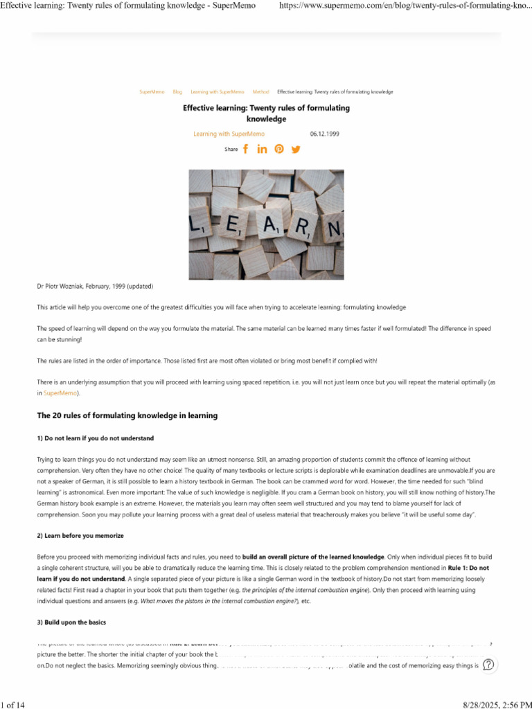 20 Rules of Formulating Knowledge | PDF | Enlargement Of The European ...