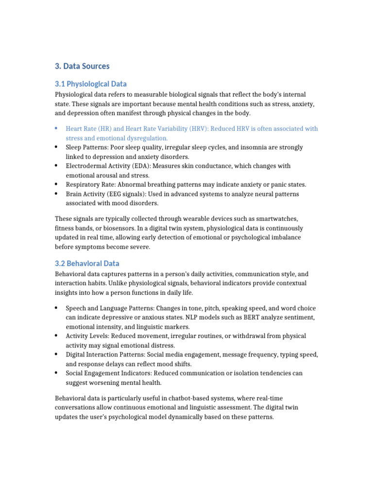 Data Sources AI Driven Cognitive Digital Twins | PDF | Anxiety | Mental ...