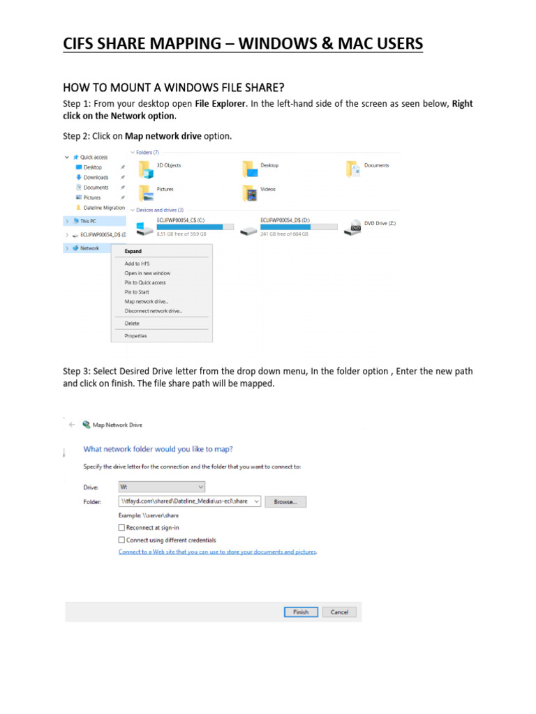 How To Map A File Share in Windows & Mac | PDF