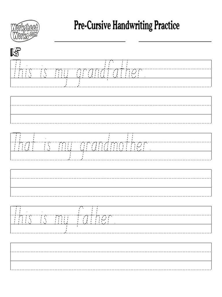 WorksheetWorks PreCursive Handwriting Practice 1 | PDF