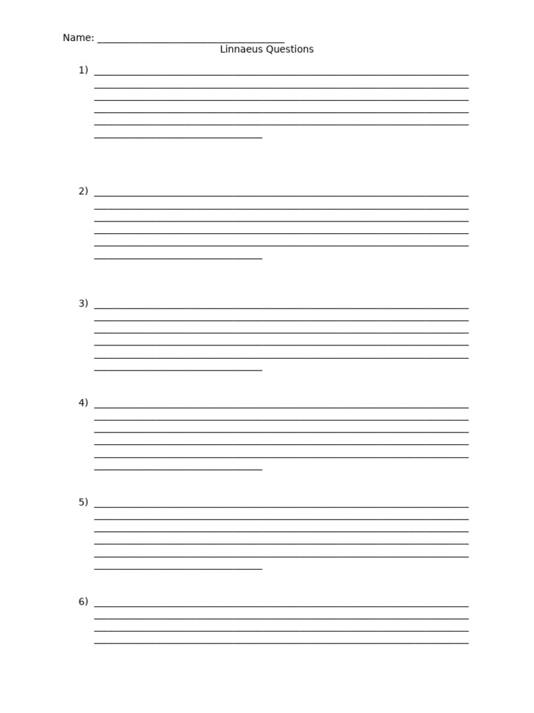 Blank Answers For 11 Questions With Lines | PDF