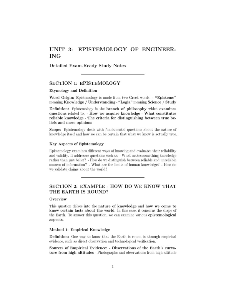 Unit 3 Philosophy Study Notes | PDF | Epistemology | Knowledge