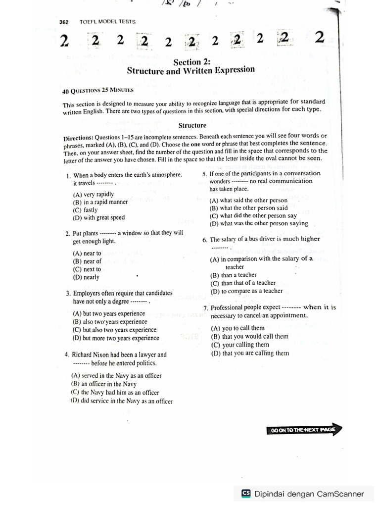 Barron TOEFL Structure Modul Test 5 | PDF