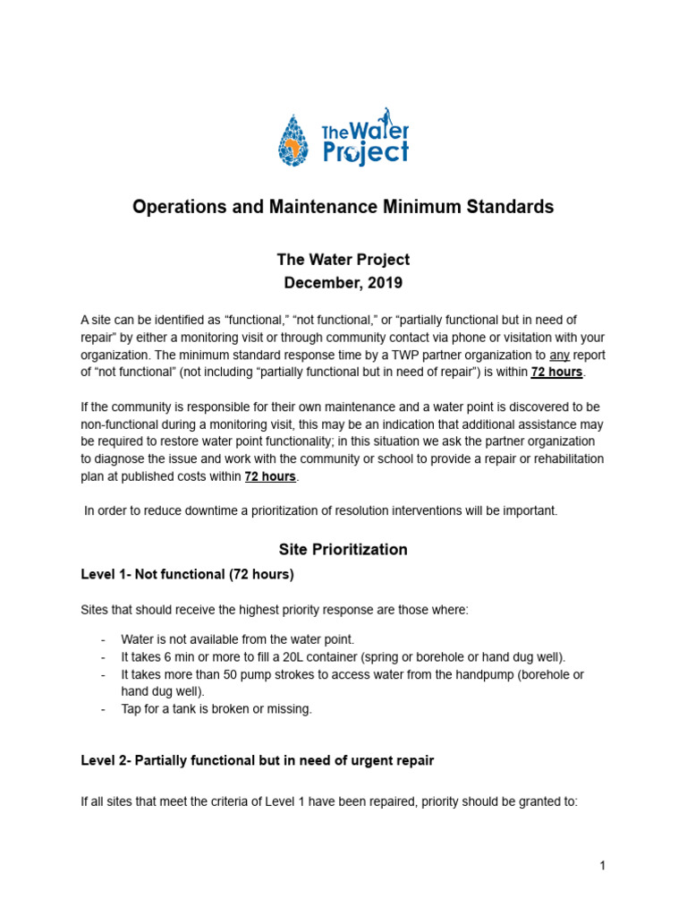 Operations and Maintenance Minimum Standards (2) | PDF | Water | Storm ...