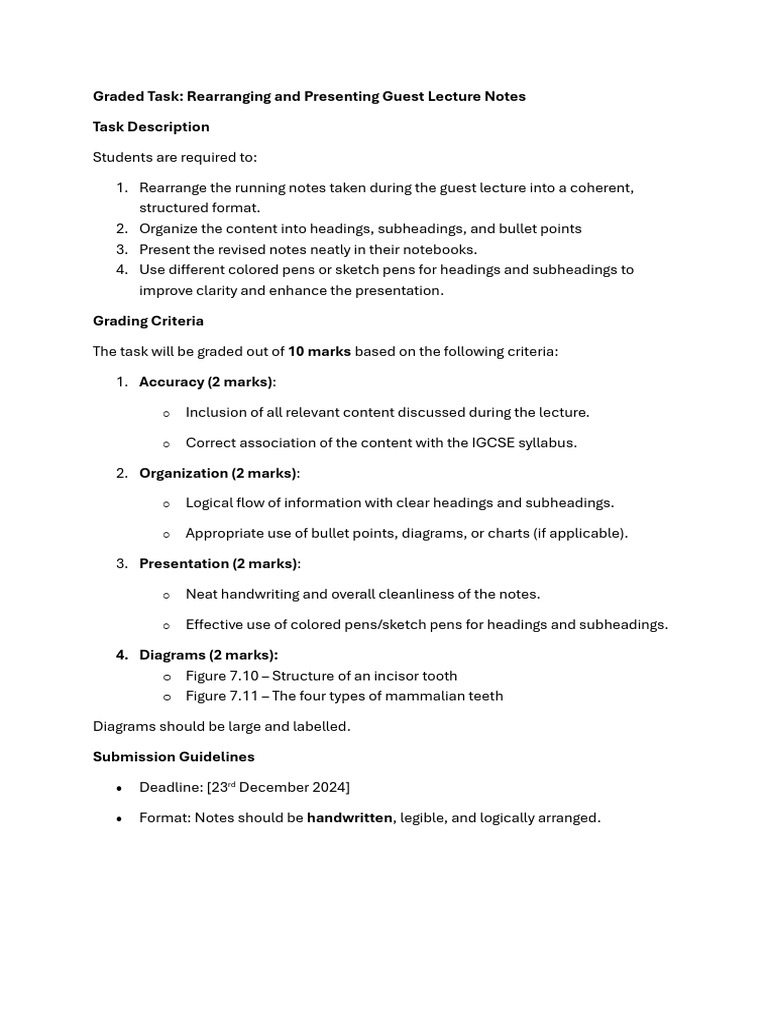 Graded Task - Session On Teeth | PDF