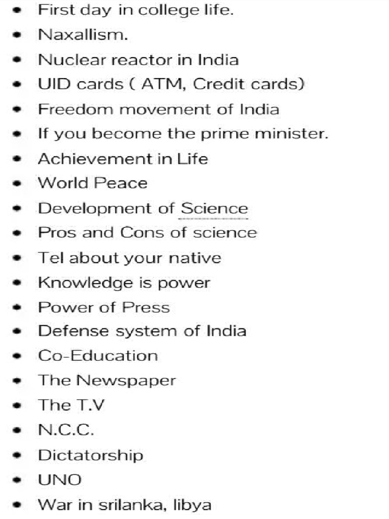 Lecturette Topics | PDF