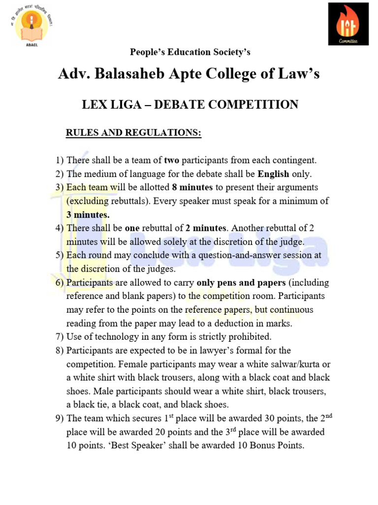 Rules and Regulations For Debate | PDF