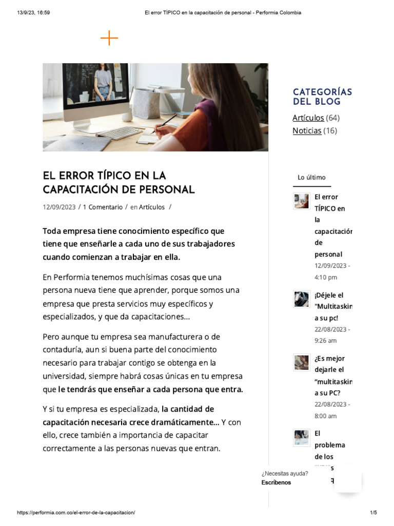 Performia - El Error TÍPICO en La Capacitación de Personal | PDF