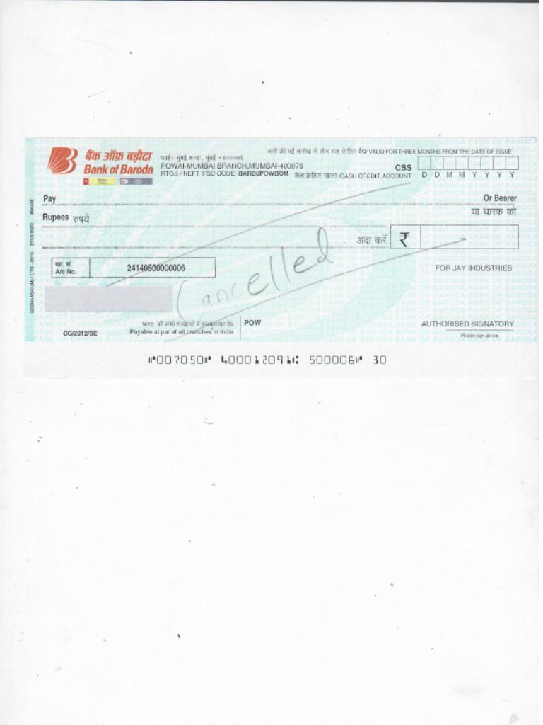 Cancelled Cheque | PDF
