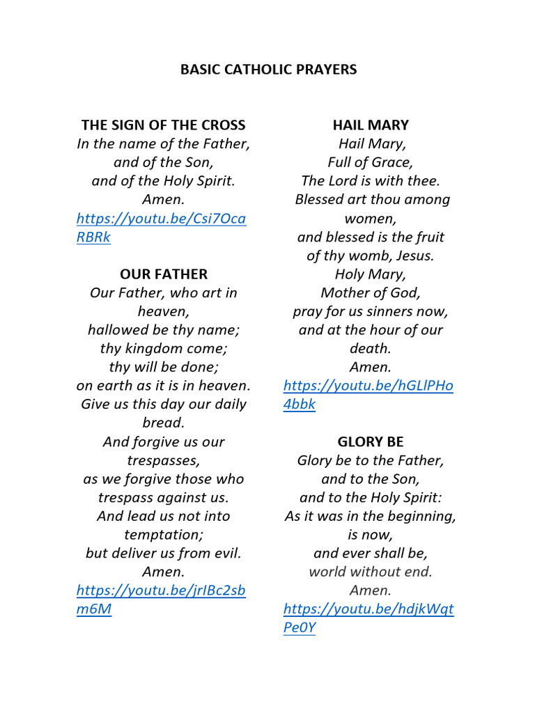 Basic Catholic Prayers | PDF