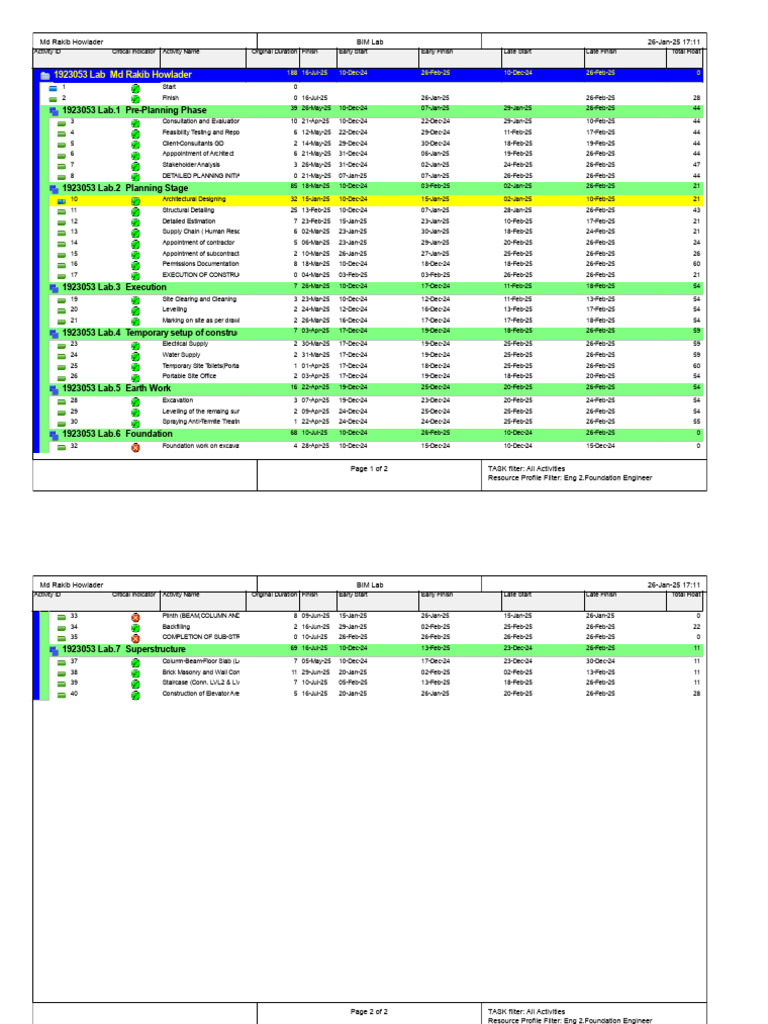 Schedule | PDF | Civil Engineering | Building Engineering