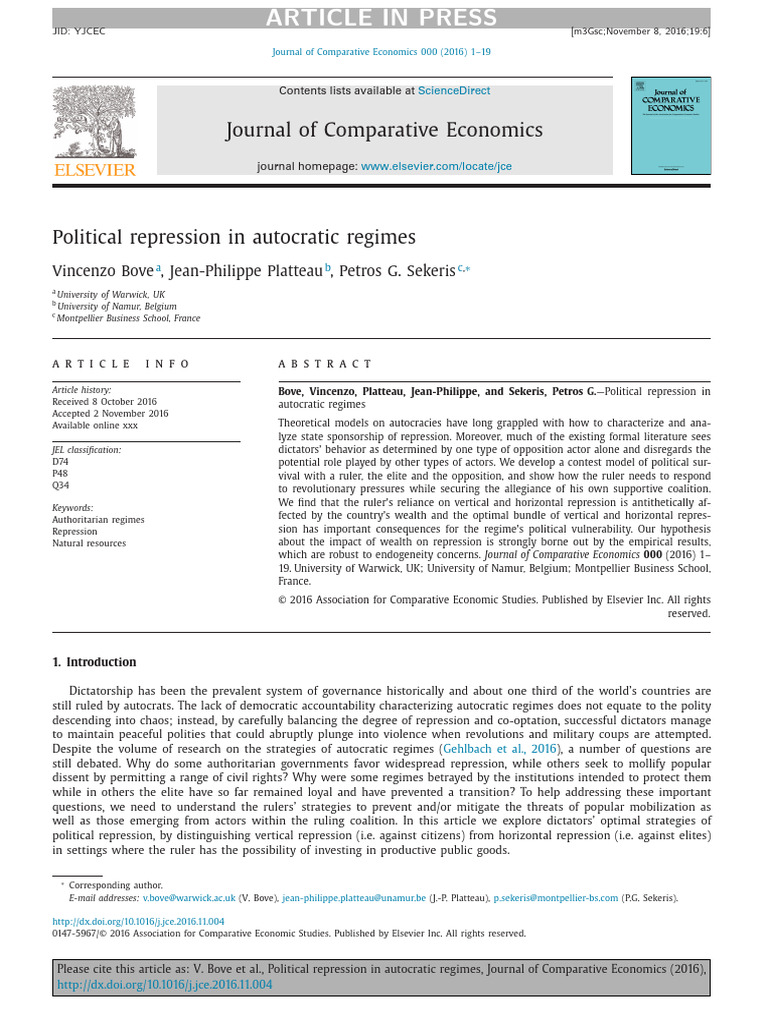 07Political Repression in Autocratic Regimes | PDF | Revolutions ...