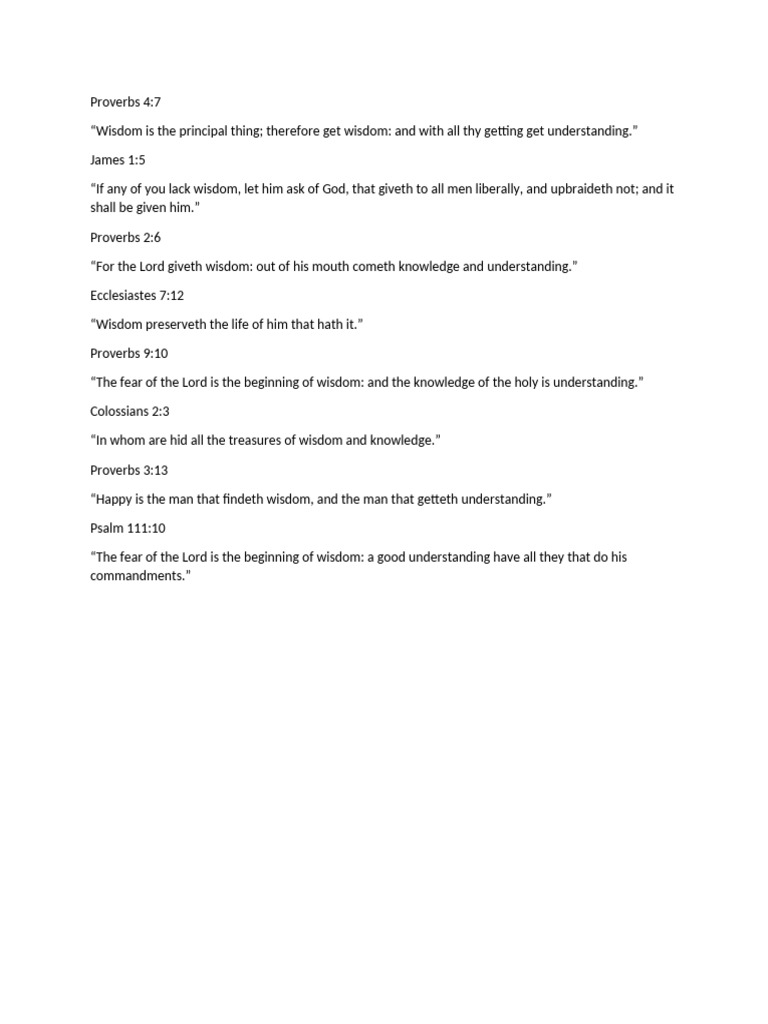 Wisdom From The Bible | PDF