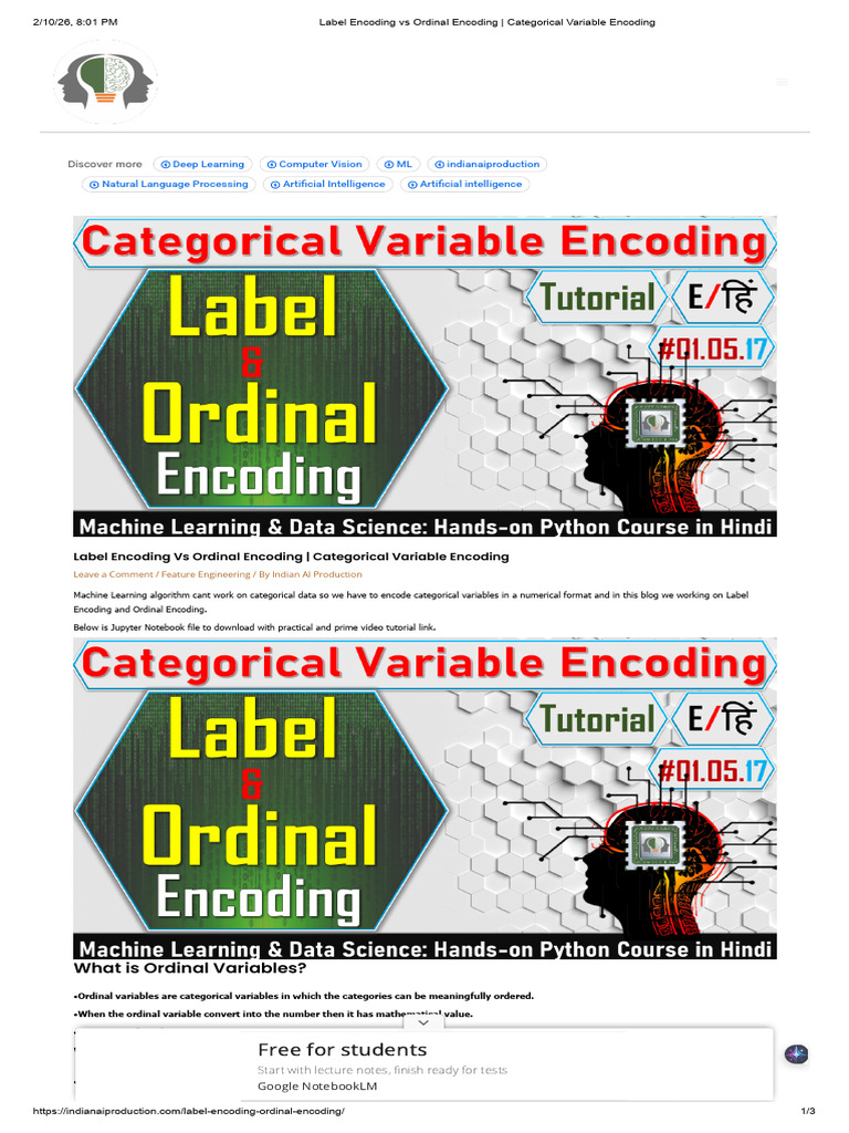 Label Encoding Vs Ordinal Encoding - Categorical Variable Encoding ...