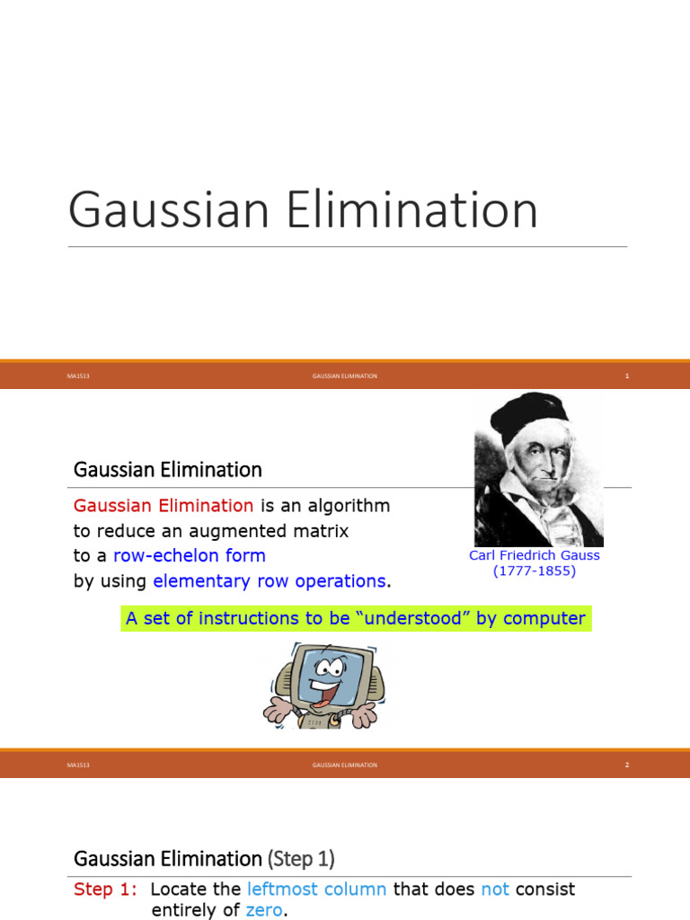 1.3 Gaussian Elimination | PDF | Algebra | Algorithms And Data Structures