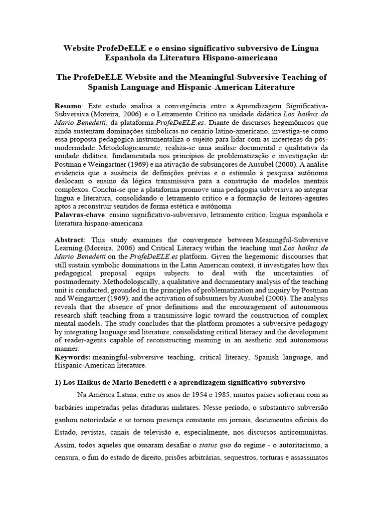 Website ProfeDeELE Texto Integral Revisado | PDF | Aprendizado | Sílaba