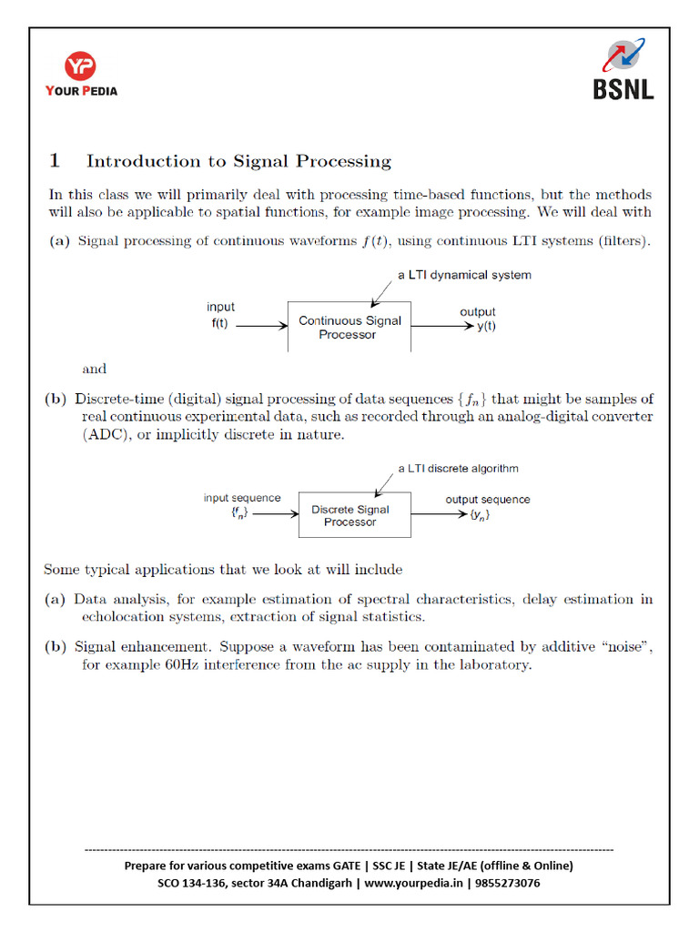 Lecture 1 Signal Processing | PDF