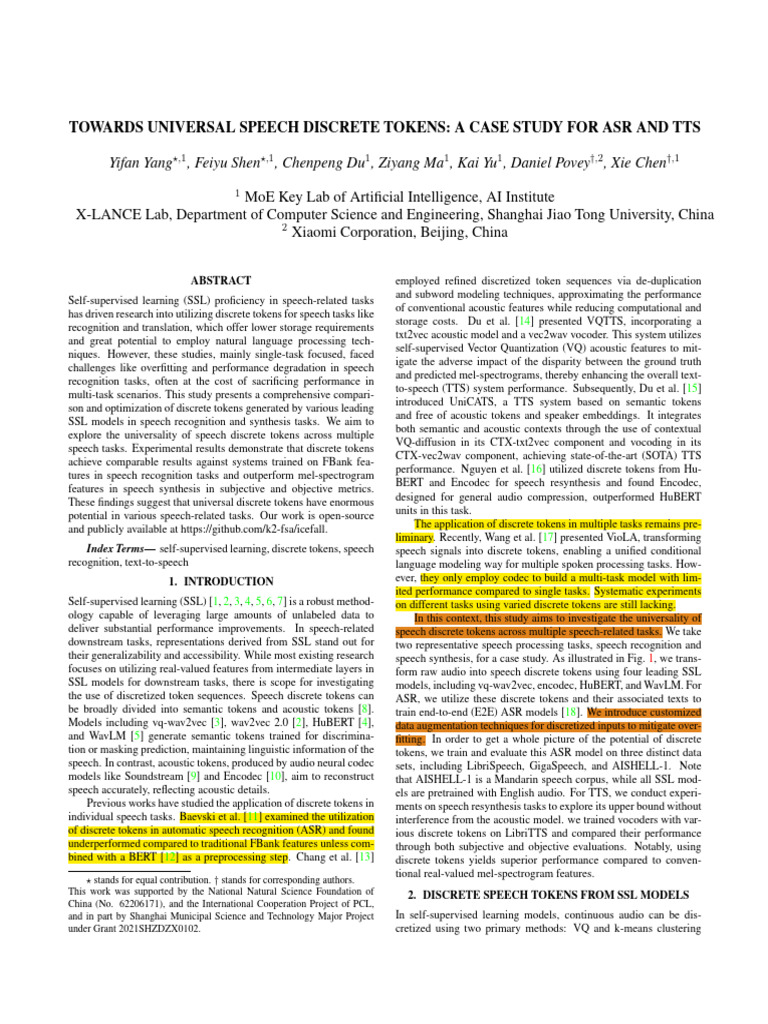 Towards Universal Speech Discrete Tokens | PDF | Speech Recognition ...