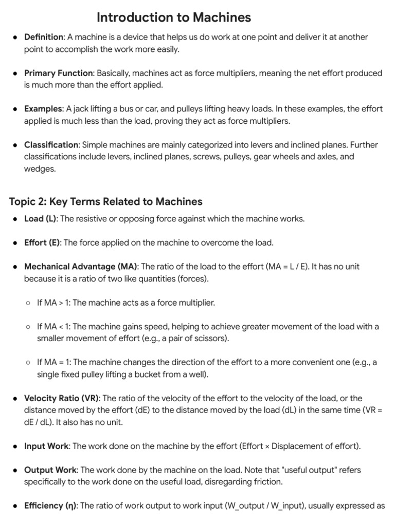 Machine Notes and Practice Questions | PDF | Machines | Mechanical ...