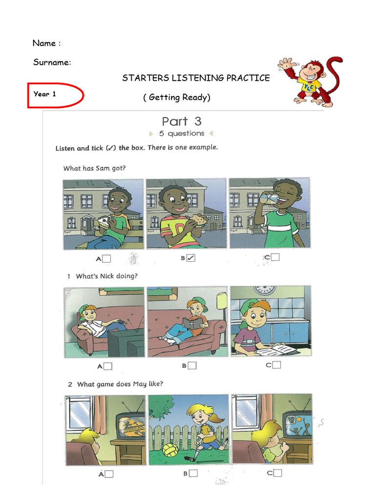 Starters Listening Practice - Jan | PDF