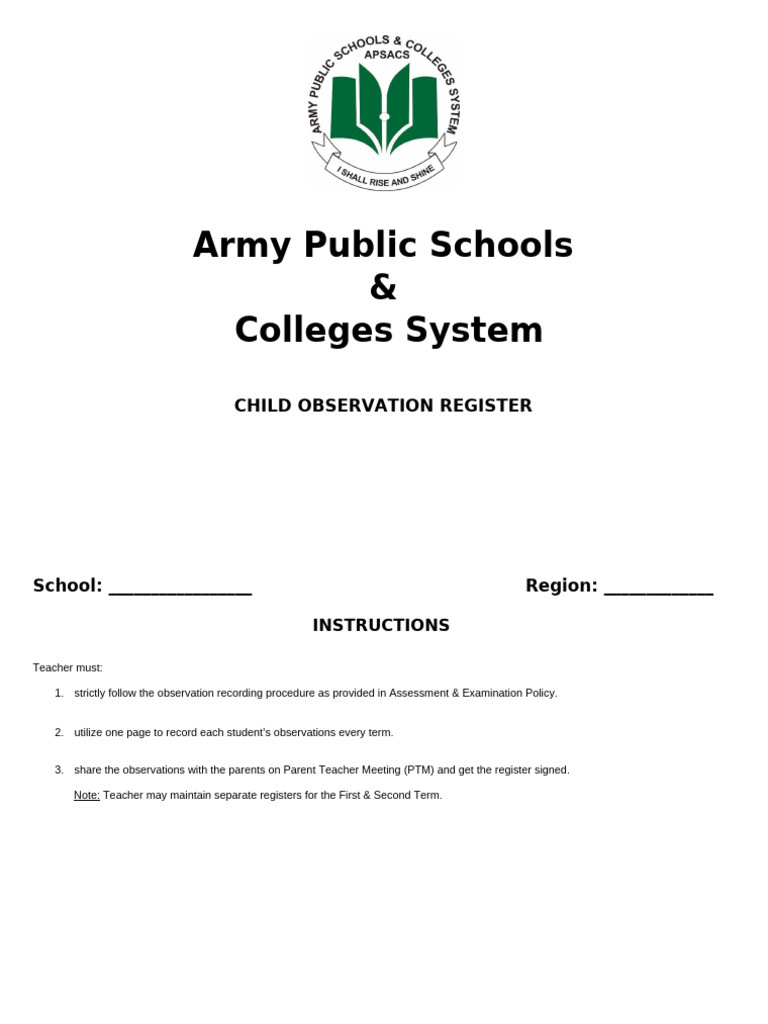Final Child Observation Register | PDF | Cognitive Psychology ...