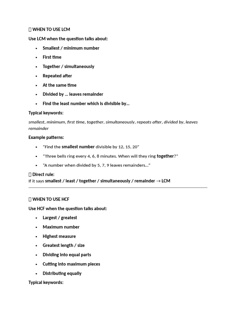 When To Use LCM and HCF | PDF